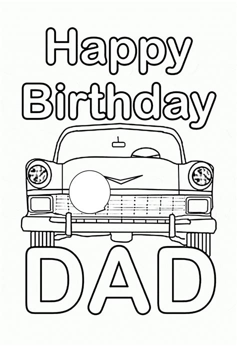 Happy Birthday Dad Printable Coloring Card